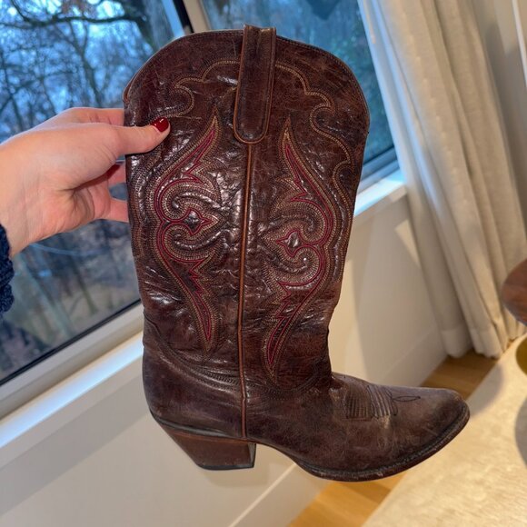 Wheeler Western Cowgirl Boot Brown with Red Stitching - Picture 4 of 4
